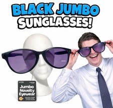 JUMBO BLACK EYE FRAME GLASSES BIG Lenses Clown Nerd Funny Giant Joke Sunglasses