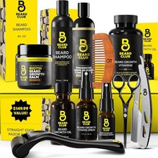 The Beard Club Titanium Beard Growth Kit - Derma Roller, Growth Oil, Vitamins, V
