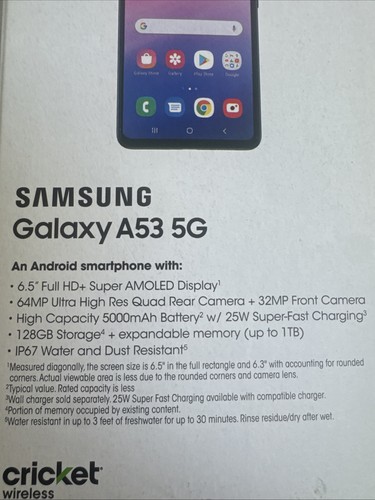 Samsung Galaxy A53 5G 128GB Awesome Black (SM-A536U) Screen Shadow As_is