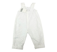 ZARA Kids Embroidered Cotton Overall Jumpsuit Baby Girls 12-18 Months WHITE NWT