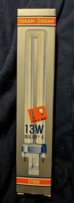 Osram 13W Dulux S 2700K F13TT/27K Base GX 23 Made In USA - Lot of 2 Bulbs