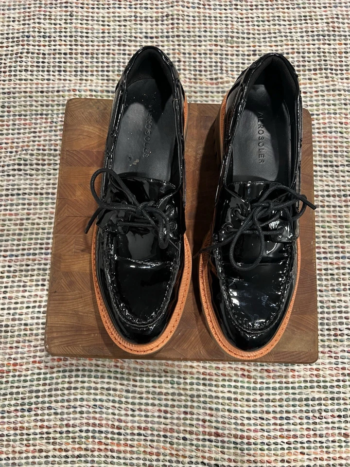 Aerosoles Negro Brillante Cuero Vegano Russel Con Cordones Oxford Grueso Tred Zapatos 7.5 Foto 2 de 4