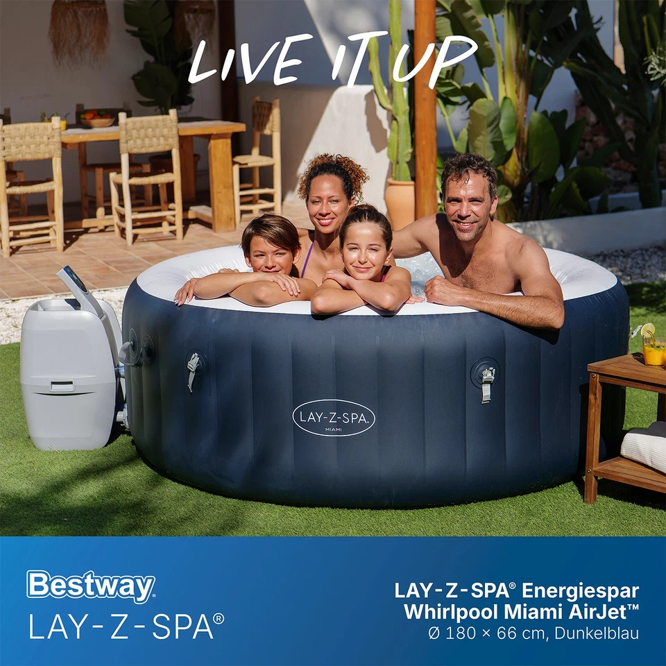 LAY-Z-SPA® Energiespar-Whirlpool Miami AirJet™ für 4 Personen Ø 180 x 66 cm, Dun - Bild 2 von 4