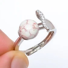 Copper White Turquoise Gemstone Handmade Antique Design Ring Adjustable (R72)