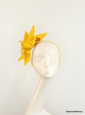 Yellow Fascinator Headband Wedding Guest Race Derby Day Millinery Melbourne Cup