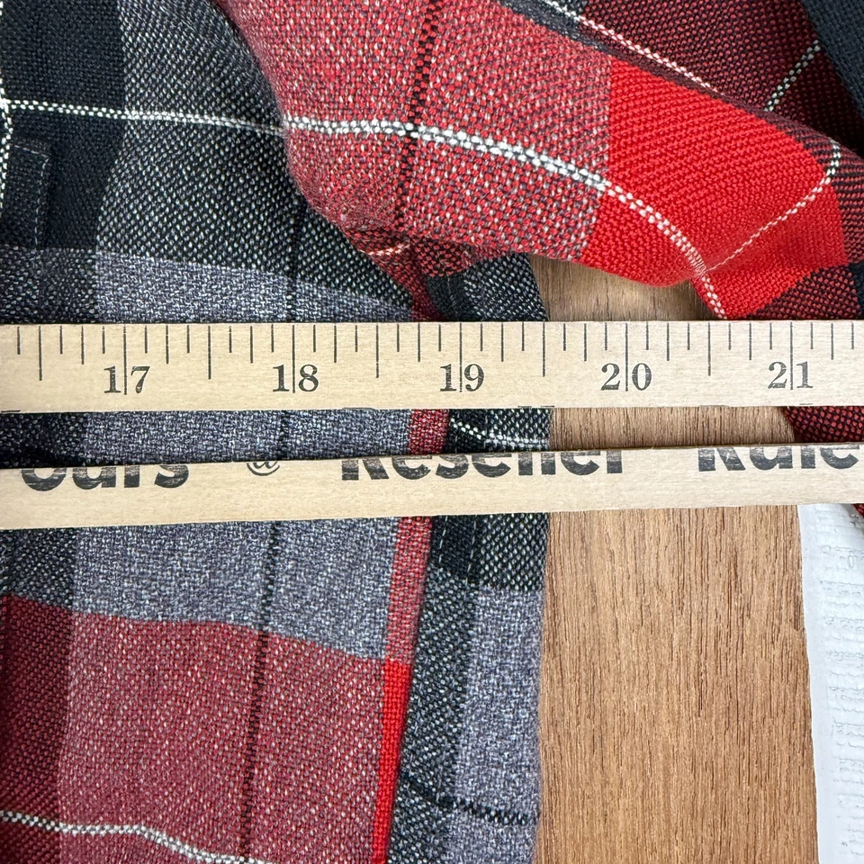 VINTAGE Arrow Shirt Mens Small Red Plaid Camp Loop Collar Chevella Rayon 50s - Image 3 of 4