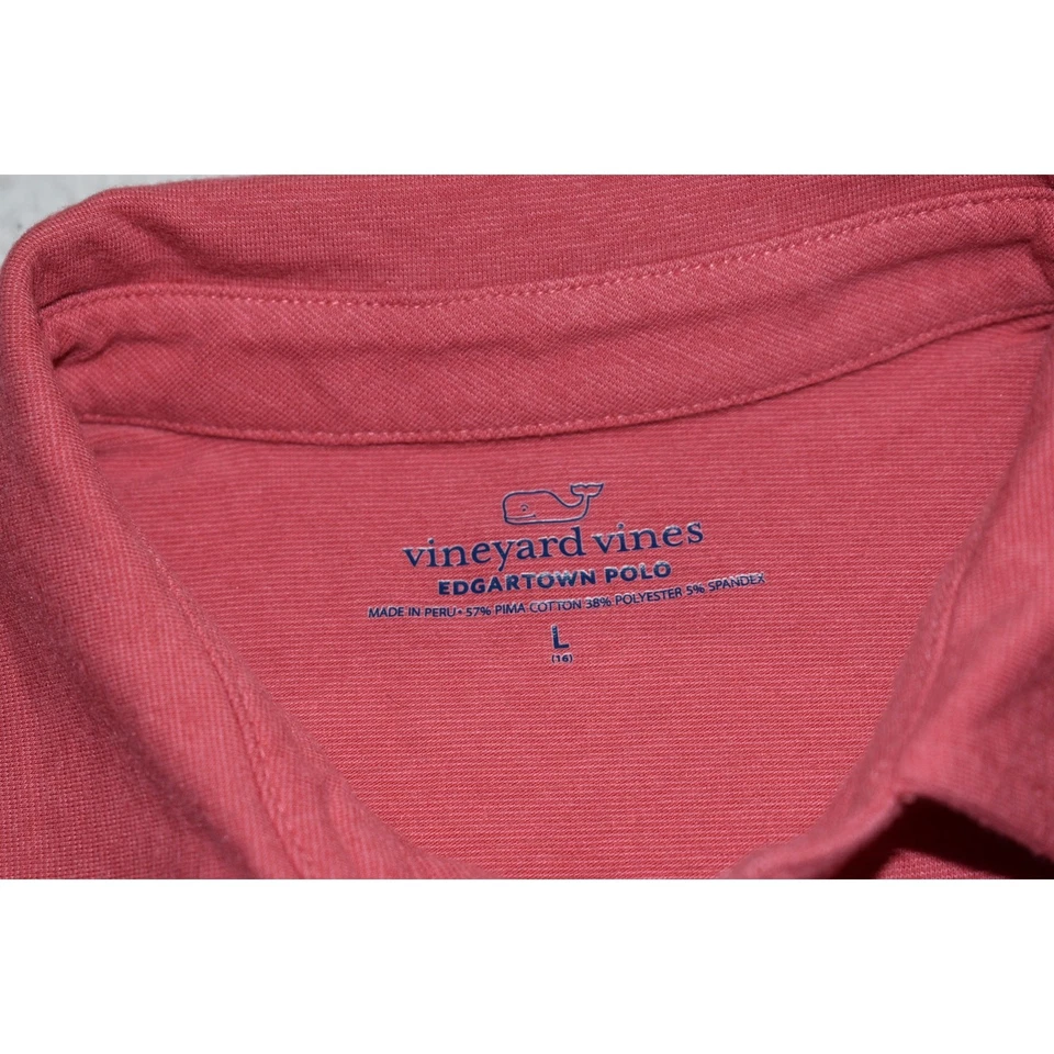 Camisa polo masculina golfe Vineyard Vines tamanho grande 16 Edgar Town poliéster algodão - Imagem 4 de 4