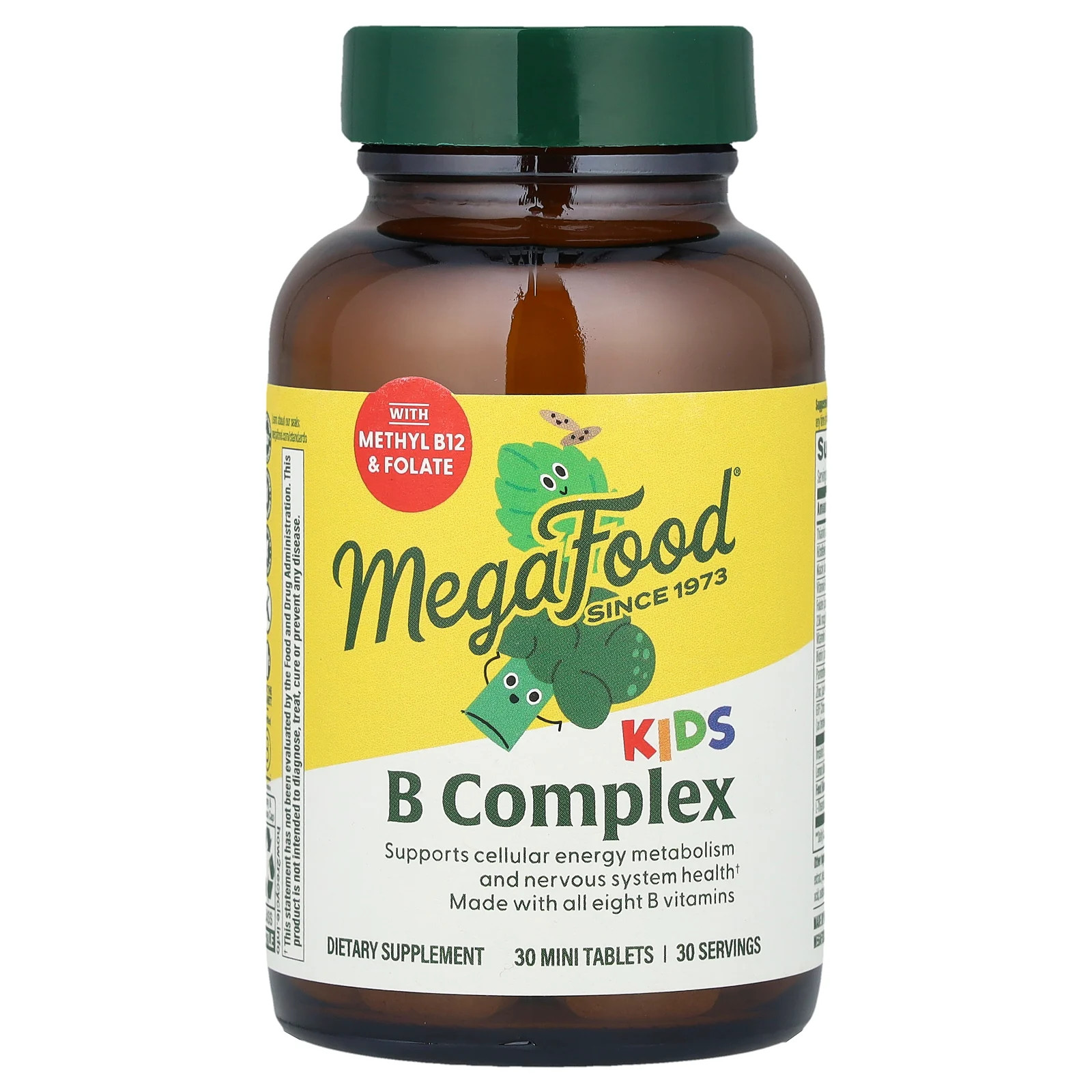 MegaFood Kids B Complex 30 Tablets Dairy-Free, Gluten-Free, Kosher, Multivitamin