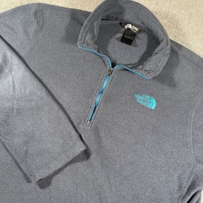 The North Face Fleece Pullover Mens Large Grey 1/4 Zip TKA 100 Glacier Logo