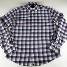 UNTUCKit Stever Hill Performance Men's Large Slim Plaid Nylon Button Up Shirt