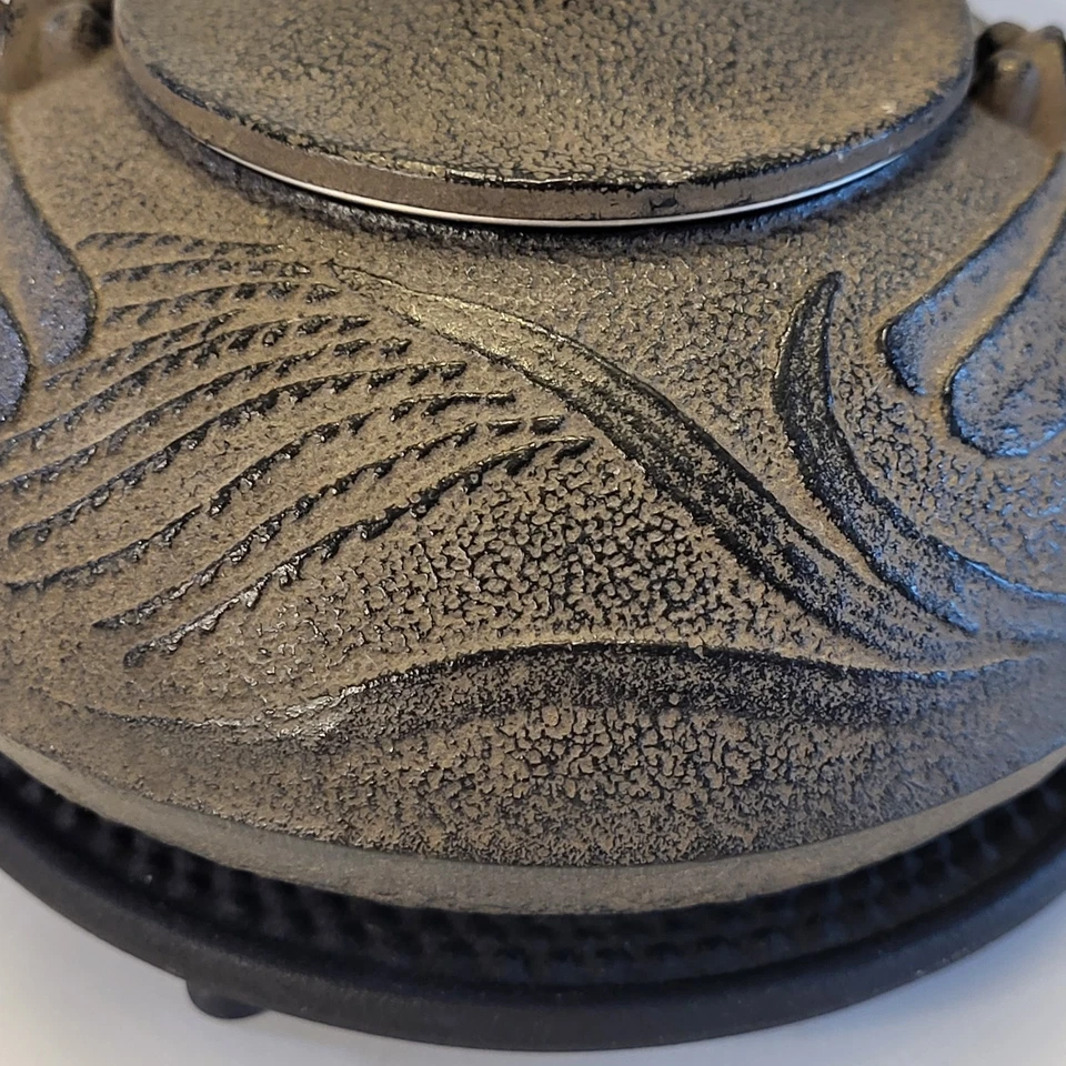 De Colección Tetera de Hierro Fundido Teavana y Base Gris Diseño Abstracto Colador Mango Japón Foto 3 de 4