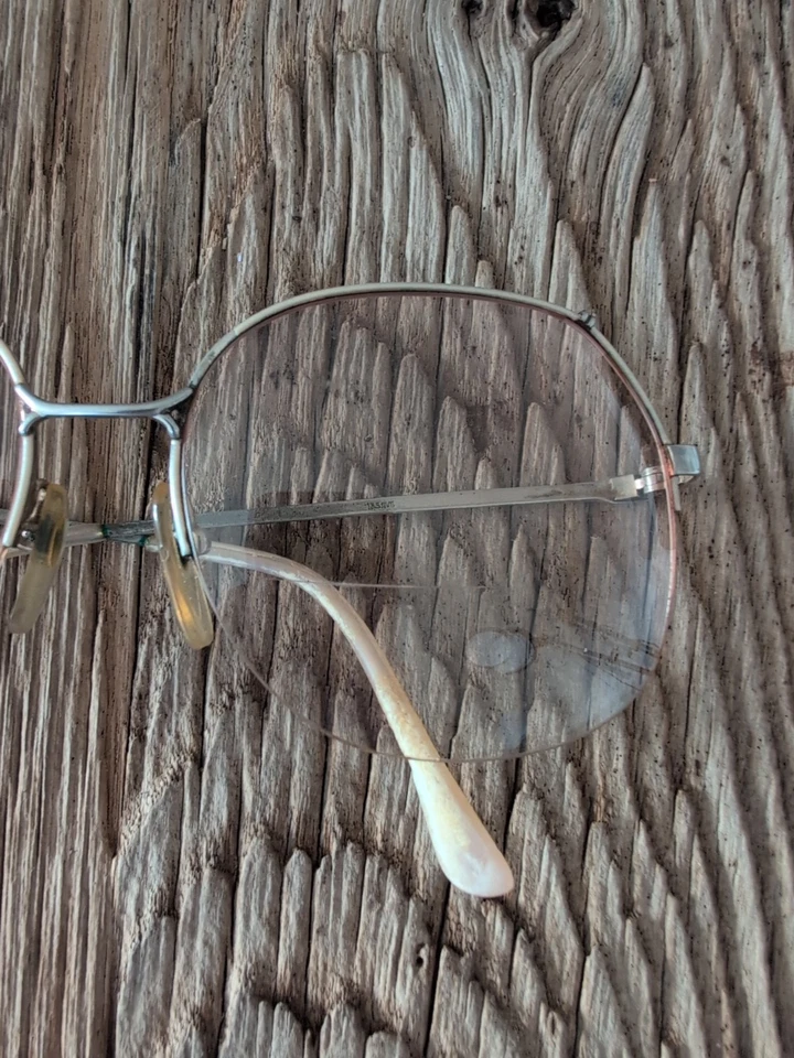 Vintage Eyeglasses Anita RS Windsor Aviator Round Gold Metal Half Rim Oversized - Image 4 of 4