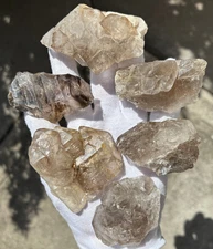 US SALE SEE VIDEO 396g LOT 6 ELESTIAL SMOKY QUARTZ CLUSTER CLUSTERS POINTS POINT