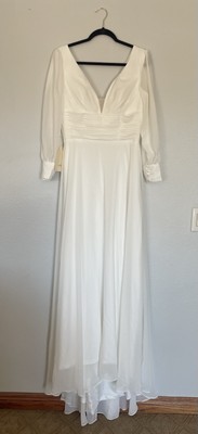 LanTing Bride Women s Wedding Dress gown Long Sleeve V-neck NWT, see pics for sz