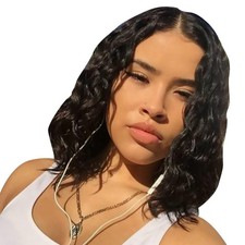 Heat-Resistant Synthetic Short Kinky Curly Hair Wigs For Women Natural Part M