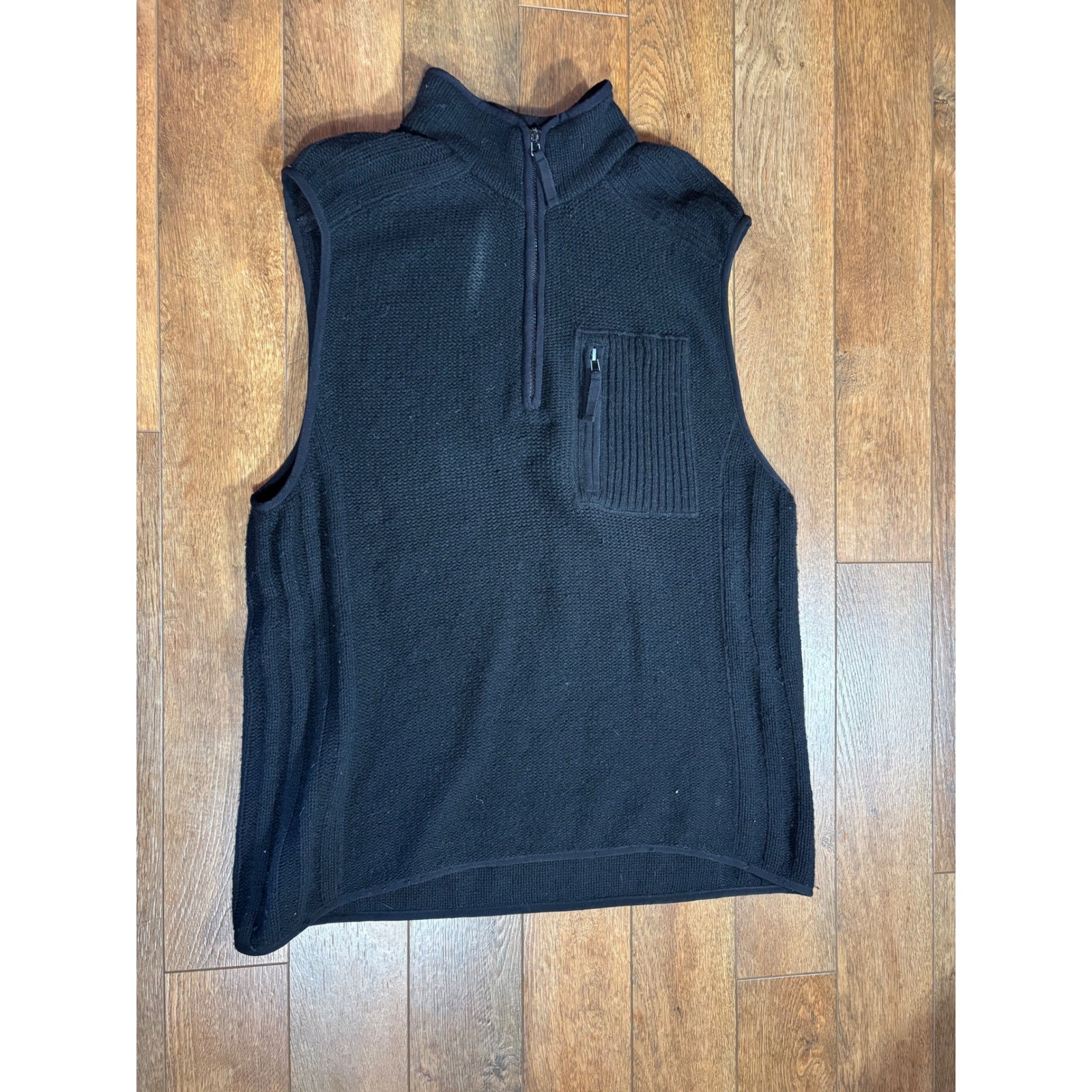Vintage The Territory Ahead Mens Vest Quarter Zip Medium Black
