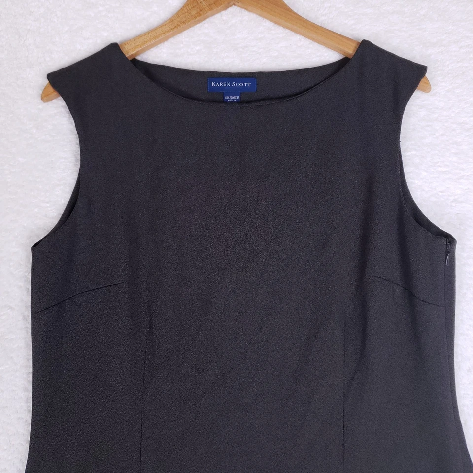 Платье-футляр женское Karen Scott угольное без рукавов размер 12 плиссированный подол классическое - Изображение 2 из 4