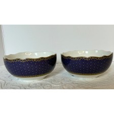 Robert Stanley Set of 2 Purple Ceramic Bowls Christmas Reindeer Carousel Design