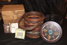 Longaberger Collectors Club Firkin Basket With Tags Handle & Lid in orig box