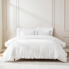 - Duvet Cover Set, 3-Piece Cotton Bedding with Matching Shams, Contrast Edge  S