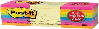 Post-it Super Haftnotizen Vorteilspack verschiedene Farben 24 Blöcke 100 Blatt 3x3 Zoll