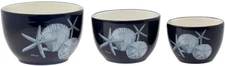 Ceramic Bowls Nesting Prep Serving Bowl Set, 3 Sizes, Dark Sea