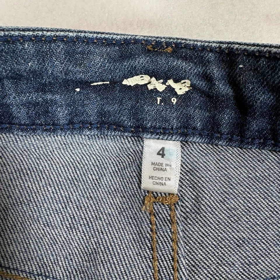 Pantalones de mezclilla elásticos de pierna recta lavados oscuros Seven7 para mujer talla 4 Y2K clásicos Foto 3 de 4