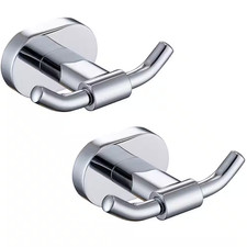 Bathroom Hardware 2-Pack Wall Mounted J-Hook Double Robe/Towel Hook in Polished