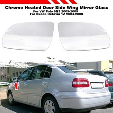Espejo retrovisor lateral cromado térmico de vidrio para VW Polo 9N3 05-09 6Q0857521F 2 piezas
