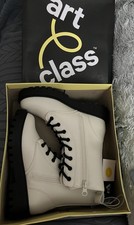 Art Class Combat Boots Khari Girls Sz 1 Cream/Khari Lace Up Zip Chunky New Inbox