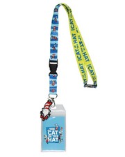 Dr. Seuss Cat In The Hat Breakaway ID Badge Holder Lanyard w/ 2" Rubber Pendant