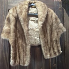 Vintage 70s Mink Stole State Fur Co Wrap Light Brown
