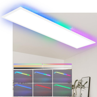 RGB Deckenlampe 120x30CM Panel Ultraflach Deckenleuchten Fernbedienung Dimmbar