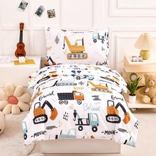 4 Piece Bedding Set for Boys Car Printed Comforter Set with Sheets Reversible...