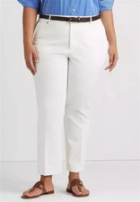 NWT Ralph Lauren 16W Plus Size Stretch Cotton Ankle Pants Trousers White 128119