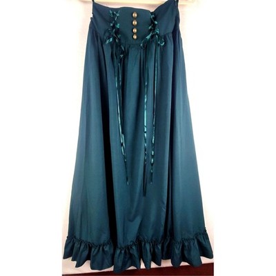 Scarlet Darkness Corset Waist Maxi Skirt Teal Gothic Renaissance Witchy S