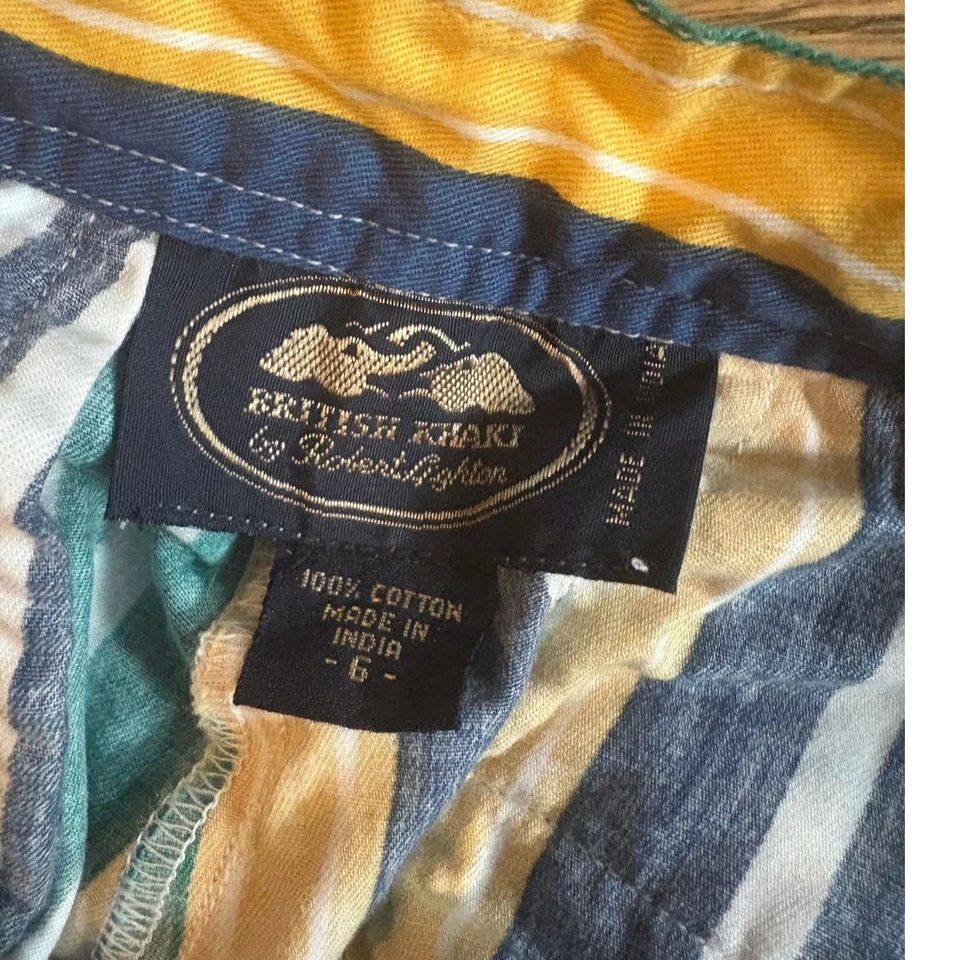 Shorts listrado cintura alta feminino cáqui britânico 6 vintage anos 90 retrô cor primária - Imagem 2 de 4