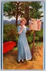 Blotter Maltine Plain Malt Soup Extract Advertising Woman W/ Box of Maltine