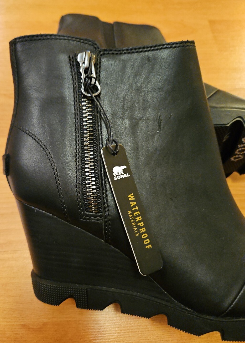 Sorel Joan Uptown Zip Bootie Womens Waterproof Leather Wedge Boot Black Size 10 eBay