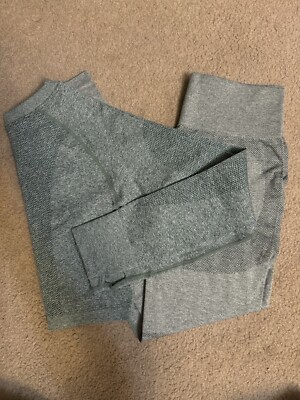 JED NORTH Women s High Waisted Seamless Set Size M/L Grey Green Set
