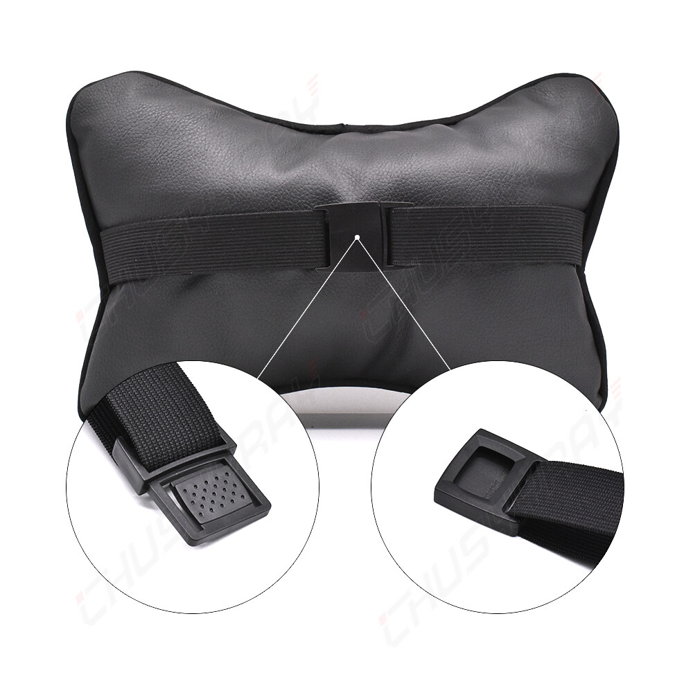 2PCS Black Leather Car Seat Headrest Neck Cushion Pillows – For Mercedes-Benz, Breathable