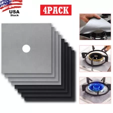4Pcs Square Gas Range Stove Burner Covers Reusable Nonstick Top Protector Liner
