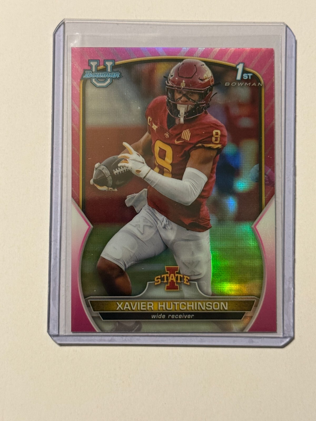 Xavier Hutchinson 2022 Bowman U Chrome #32 Pink Refractor Iowa State Cyclones