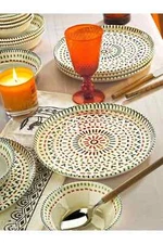 12 Piece Porcelain Kitchen Dinnerware Set Plates Bowls Service for 4