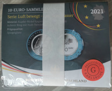 Niemcy 10 Euro 2021 Pierścień polimerowy, ruch powietrza - Na wodzie A, D, F, J, G