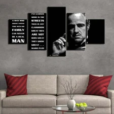 The Godfather Marlon Brando Celebrity Hollywood Framed 5 Piece Movie Canvas Wall