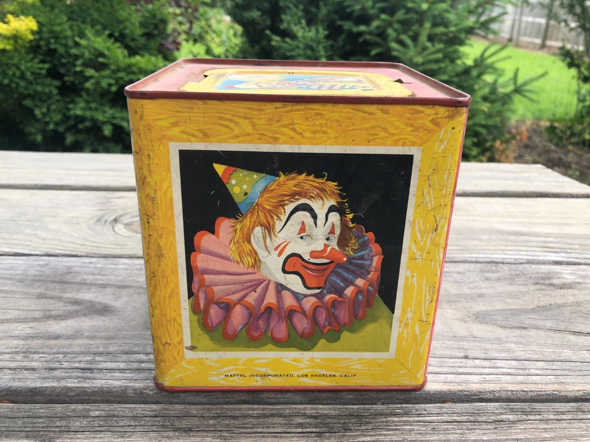 Vintage 1953 Metal Matty Mattel Clown Toy JACK IN THE BOX Louis