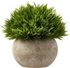 Ogrmar Modern Small Artificial Green Grass Plant in Stone Pot Multipurpose - New