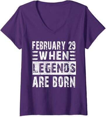 February 29 Birthday Shirts Cool Leap Year Legends Ladies' V-Neck Tshirt