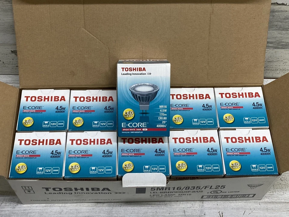TOSHIBA 5MR16/835/FL25 MR16 LED Lamp 4.5w 3500K Bright White 12volt Set of 10 - Image 2 of 4